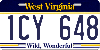 WV license plate 1CY648
