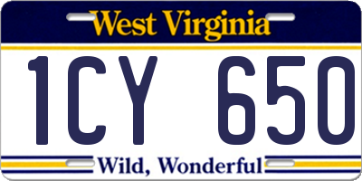WV license plate 1CY650