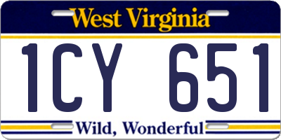 WV license plate 1CY651