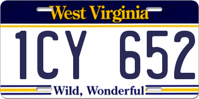 WV license plate 1CY652