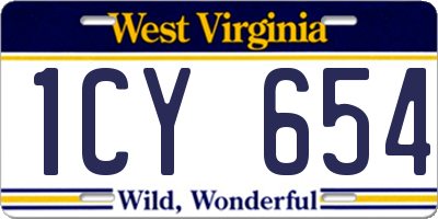 WV license plate 1CY654