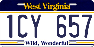 WV license plate 1CY657