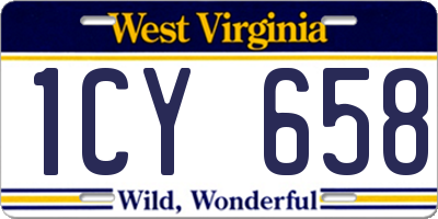 WV license plate 1CY658