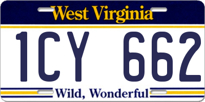 WV license plate 1CY662