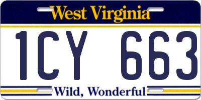 WV license plate 1CY663