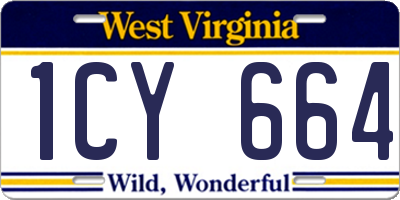 WV license plate 1CY664