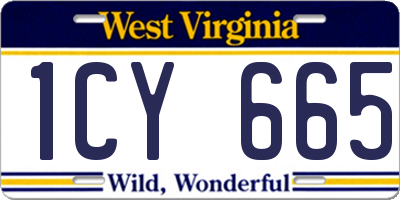 WV license plate 1CY665