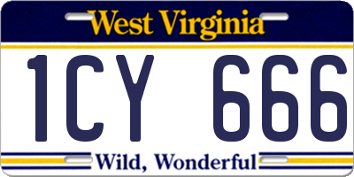 WV license plate 1CY666