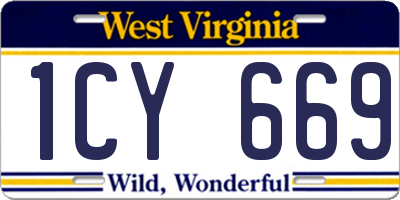 WV license plate 1CY669