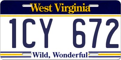 WV license plate 1CY672