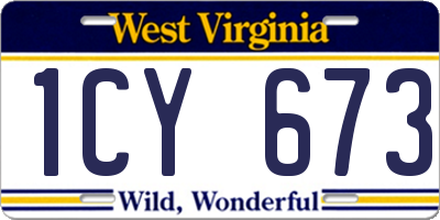 WV license plate 1CY673