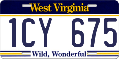 WV license plate 1CY675