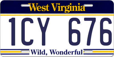 WV license plate 1CY676