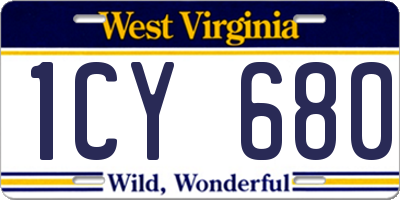 WV license plate 1CY680