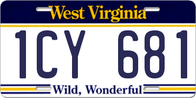 WV license plate 1CY681