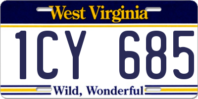 WV license plate 1CY685
