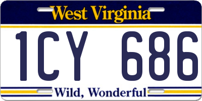 WV license plate 1CY686