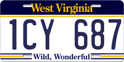 WV license plate 1CY687