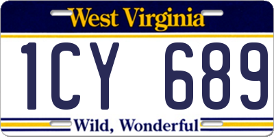 WV license plate 1CY689