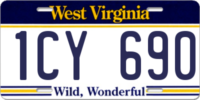 WV license plate 1CY690