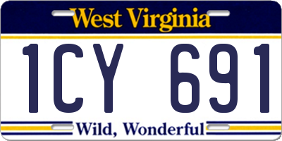 WV license plate 1CY691