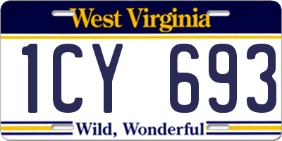 WV license plate 1CY693