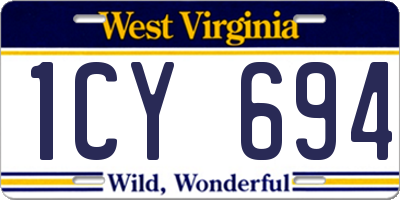 WV license plate 1CY694