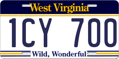 WV license plate 1CY700