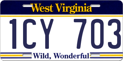 WV license plate 1CY703