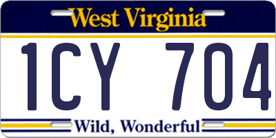 WV license plate 1CY704