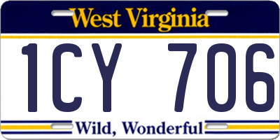 WV license plate 1CY706