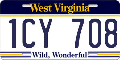 WV license plate 1CY708