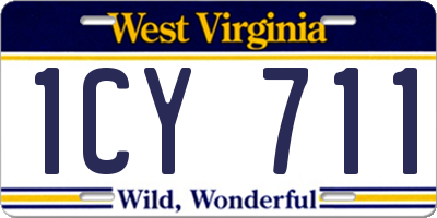 WV license plate 1CY711
