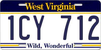 WV license plate 1CY712