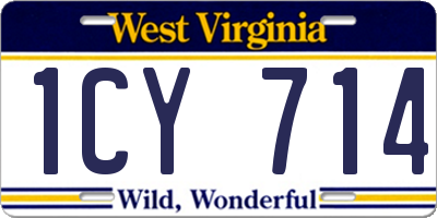 WV license plate 1CY714
