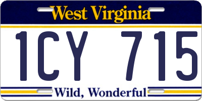 WV license plate 1CY715
