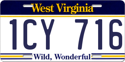 WV license plate 1CY716