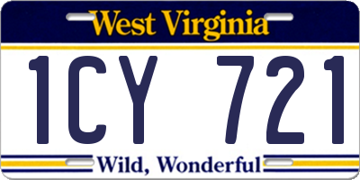 WV license plate 1CY721