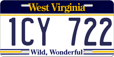 WV license plate 1CY722