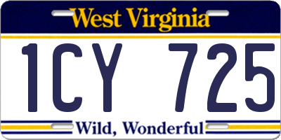 WV license plate 1CY725