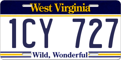 WV license plate 1CY727