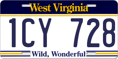 WV license plate 1CY728