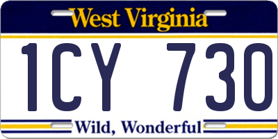 WV license plate 1CY730