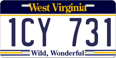 WV license plate 1CY731