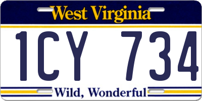 WV license plate 1CY734