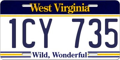 WV license plate 1CY735