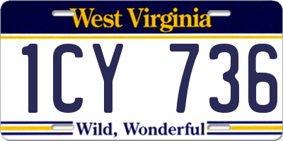 WV license plate 1CY736