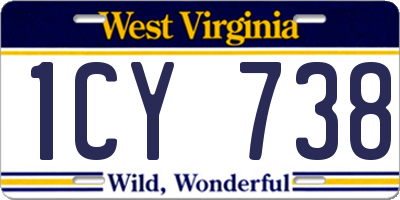 WV license plate 1CY738