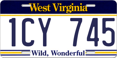 WV license plate 1CY745