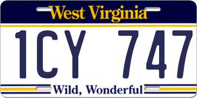WV license plate 1CY747